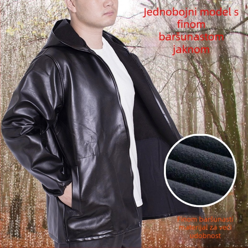 PU kožne radne kombinezone s kapuljom, vodootporne i otporne na ulje, prednji zatvarač, širokog kroja