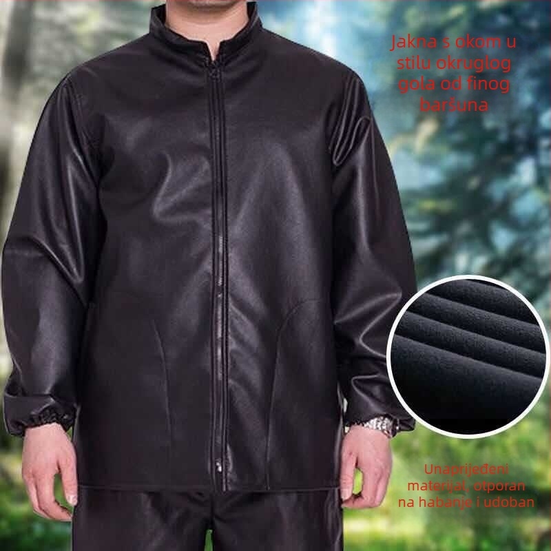 PU kožne radne kombinezone s kapuljom, vodootporne i otporne na ulje, prednji zatvarač, širokog kroja