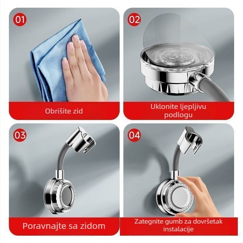 Metalni držač za tuš s usisnom čašom, bez bušenja, zidni, moderni minimalistički stil