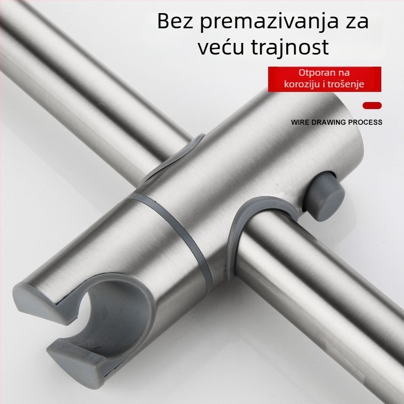 Držač za tuš od nehrđajućeg čelika s podesivom šipkom, navođeni montažni, brušeni završetak, model 0213, 0–90 °C, 1.6 MPa