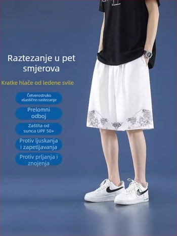 Muške šorce Ice Silk – pet-četvrtine dužine, ravni kroj, elastični, ljetni ležerni, 95% viskoza