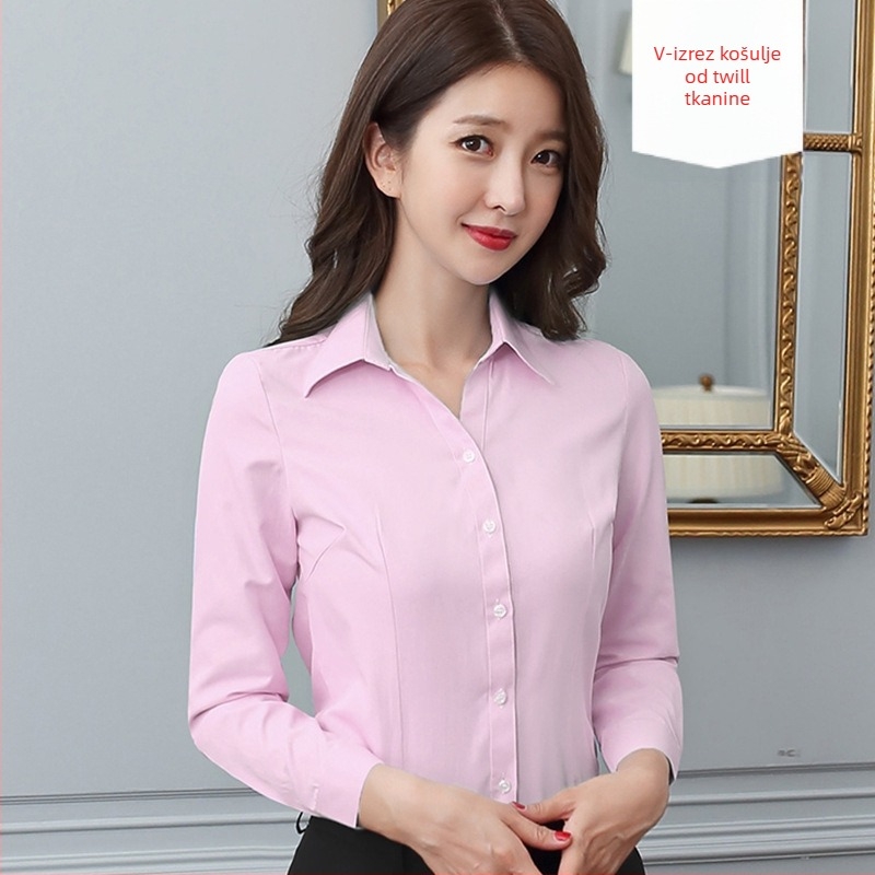 Košulja – dugi rukavi, uredski stil, pamuk-poliester smeša (30–50% pamuka, 50–70% poliester), kvadratni ovratnik, zatvaranje na jedan red kopči, standardna duljina 50–65 cm