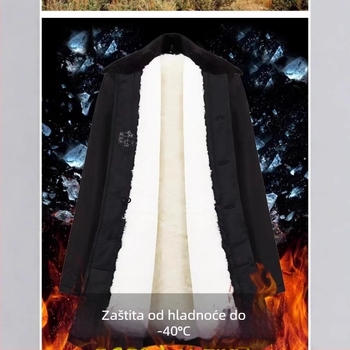 Muški kožni kaput od ovčje kože s unutarnjim krznom, srednja duljina, jednoredno zatvaranje, rever ovratnik, poliesterna podstava 60%