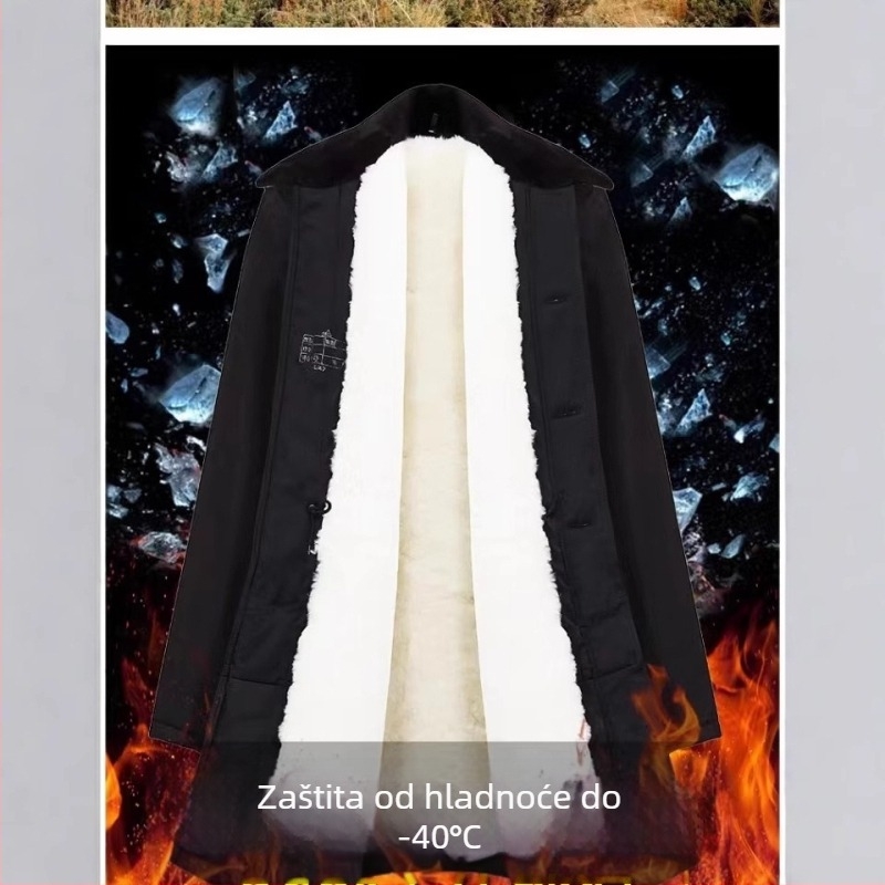 Muški kožni kaput od ovčje kože s unutarnjim krznom, srednja duljina, jednoredno zatvaranje, rever ovratnik, poliesterna podstava 60%