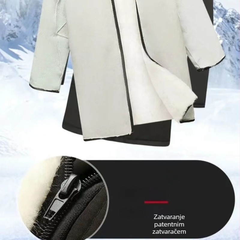 Muški kožni kaput od ovčje kože s unutarnjim krznom, srednja duljina, jednoredno zatvaranje, rever ovratnik, poliesterna podstava 60%