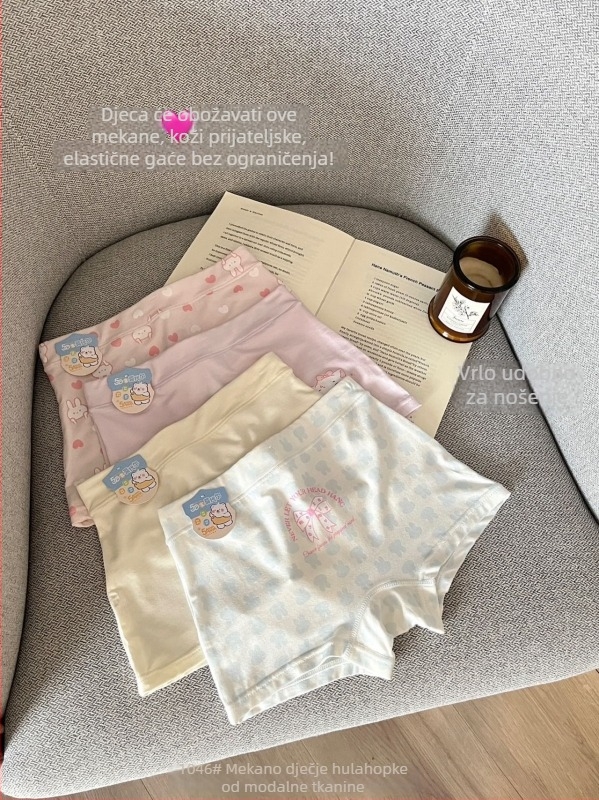 Dječje gaćice za djevojčice, s visokom elastičnošću i pokrivenim bokovima, prozračni Modal (92% viskoze) materijal, u kutiji za poklon, proljeće 2025