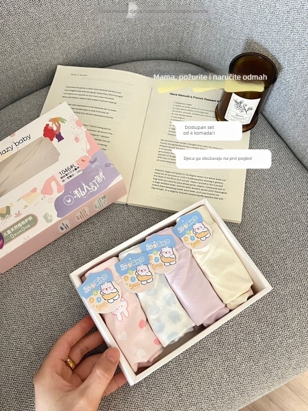 Dječje gaćice za djevojčice, s visokom elastičnošću i pokrivenim bokovima, prozračni Modal (92% viskoze) materijal, u kutiji za poklon, proljeće 2025