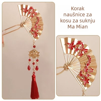 Etnički stil ručno izrađena spona za kosu od legure s resicama – vjenčani dodatak za kosu, qi-pao stil, ljeto 2025
