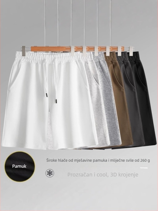 Muške ljetne šorceve, 260 g, hongkonški stil, ravni kroj, mješavina pamuka