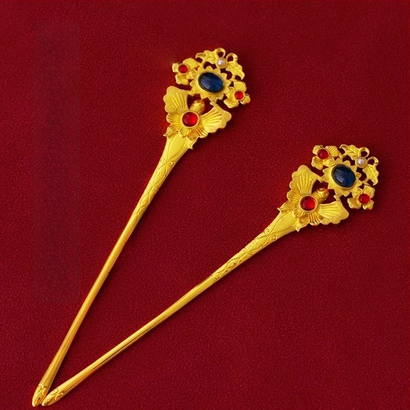 Metalna ukosnica za kosu u stilu Hanfu, oblik cvijeta, elektroplatirana, pogodna za vjenčanje