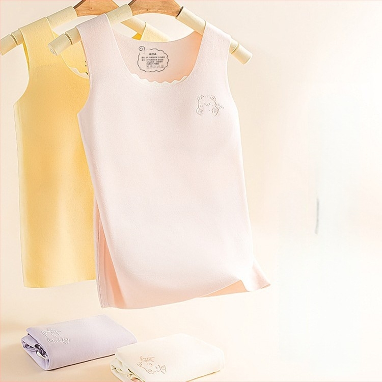 Termalni prsluk za djevojčice 7–12 godina, dvostruki sloj od poliester materijala, samozagrijavanje, s fiksnim jastučićima za prsni koš