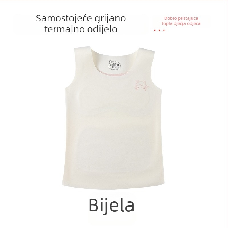 Termalni prsluk za djevojčice 7–12 godina, dvostruki sloj od poliester materijala, samozagrijavanje, s fiksnim jastučićima za prsni koš