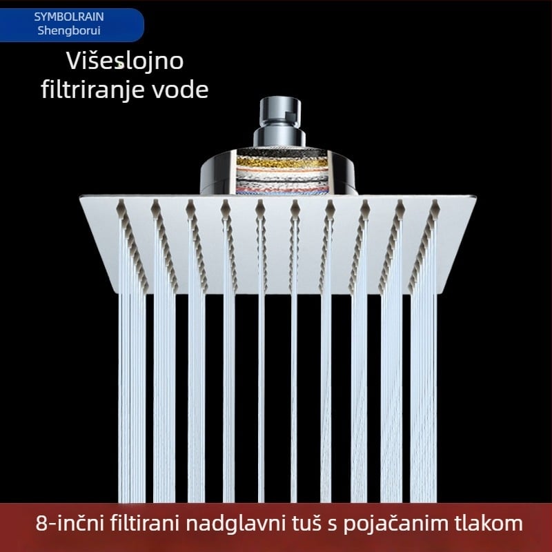 Kvadratna tuš glava od nehrđajućeg čelika, gornji raspršivač, kišna funkcija, ugradnja