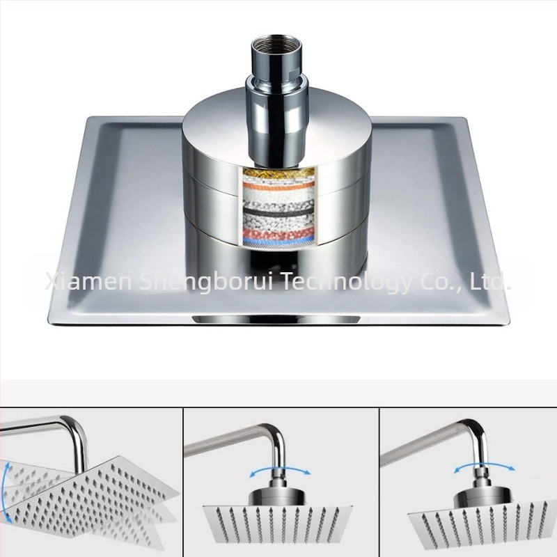 Kvadratna tuš glava od nehrđajućeg čelika, gornji raspršivač, kišna funkcija, ugradnja