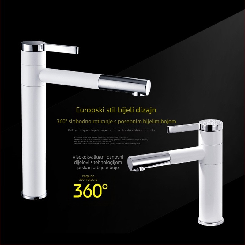 Bakreni slavine za umivaonik, topla i hladna voda, keramički patron, pločni montažni, završna obrada pečenim lakom