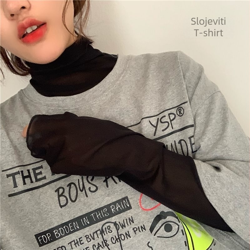 Ženski uski top s dugim rukavima i polustojnim ovratnikom, od spandex materijala