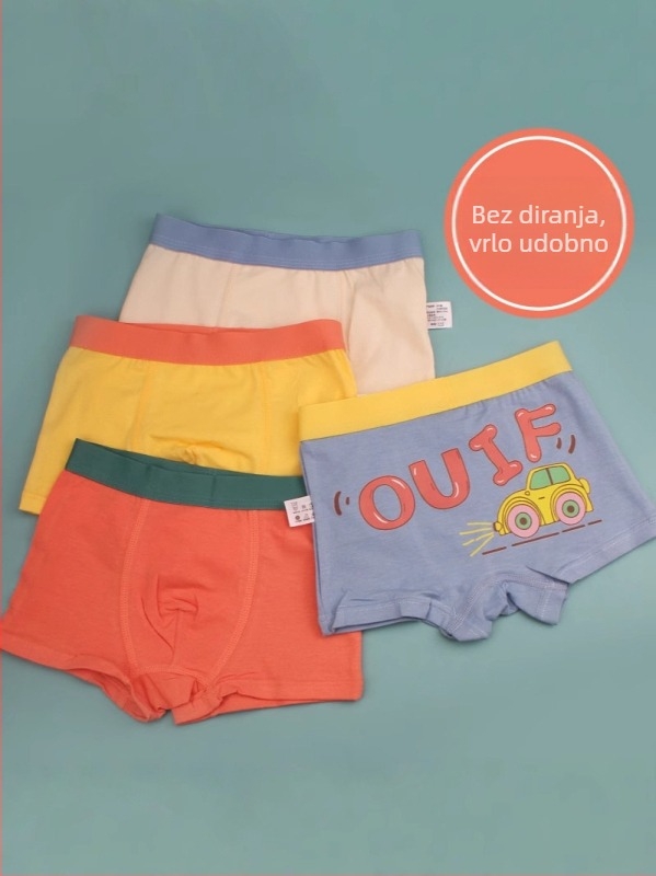 Dječje bokserice za dječake, bez šavova, pamukaste s karikaturalnim uzorkom, antibakterijske klase A, za djecu od 3 do 8 godina