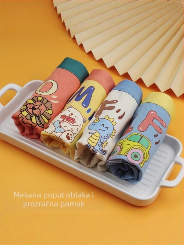 Dječje bokserice za dječake, bez šavova, pamukaste s karikaturalnim uzorkom, antibakterijske klase A, za djecu od 3 do 8 godina