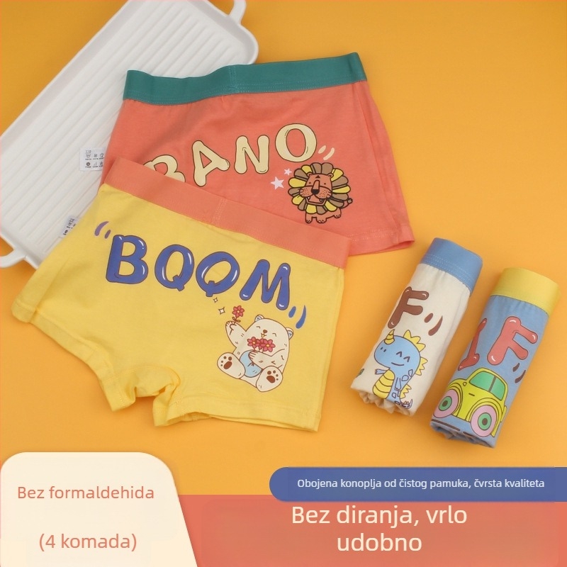 Dječje bokserice za dječake, bez šavova, pamukaste s karikaturalnim uzorkom, antibakterijske klase A, za djecu od 3 do 8 godina