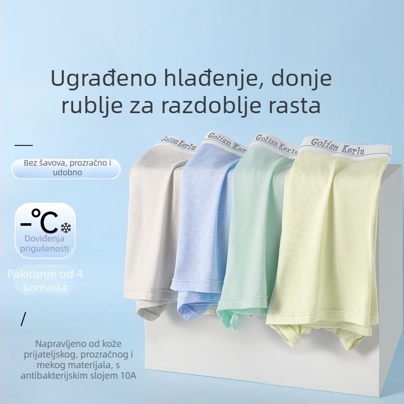 Boxerice za dječake – antibakterijske, prozračne ljetne Ice Silk, vlakno regenerirane celuloze 92.7%