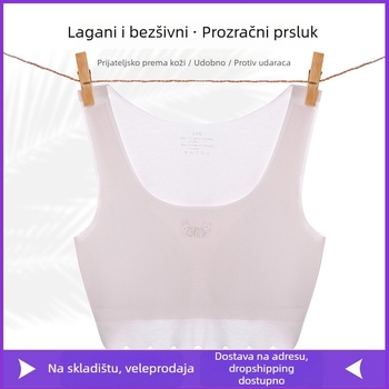 Trening grudnjak za djevojčice, uzrast 9–13 godina, stil prsluka, trokutasti košarice, čvrste dvostruke trake, Modal tkanina