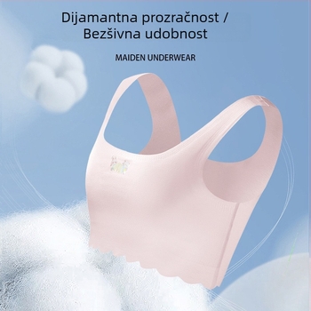 Trening grudnjak za djevojčice, uzrast 9–13 godina, stil prsluka, trokutasti košarice, čvrste dvostruke trake, Modal tkanina