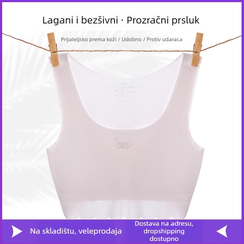 Trening grudnjak za djevojčice, uzrast 9–13 godina, stil prsluka, trokutasti košarice, čvrste dvostruke trake, Modal tkanina