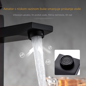 Mikser za umivaonik od nehrđajućeg čelika, keramički kartridž, četvrtasti dizajn s jednim otvorom, moderni minimalistički stil, model 012