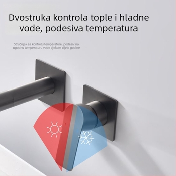Skrivena zidna miješalica za umivaonik, bakreno tijelo, keramički kartridž, 1–90°C, model AZM-1024