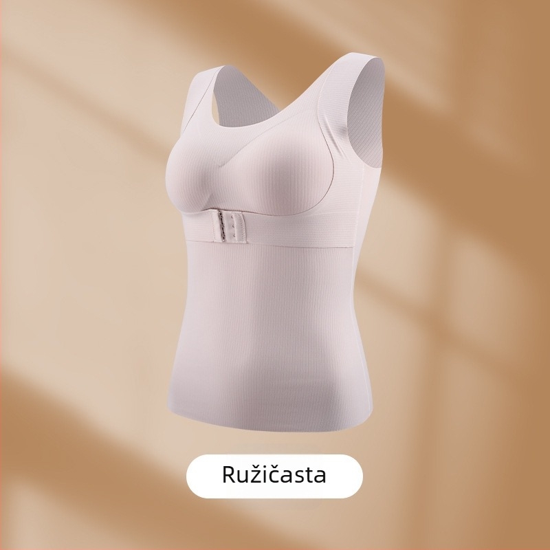 Ženski termalni prsluk s integriranim jastučićima za dojke, najlon, debljina 251–300 g/m², U-izrez