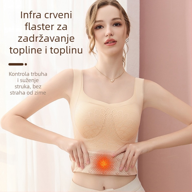 Topli prsluk s integriranim grudnjacima, fleece podstava, akril, srednje debljine, antibakterijski