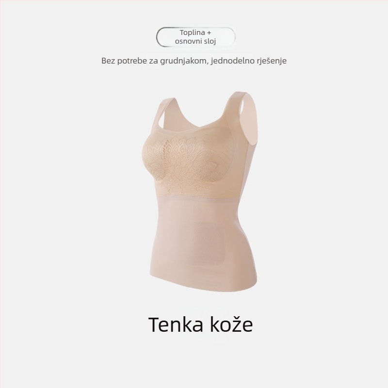 Topli prsluk s integriranim grudnjacima, fleece podstava, akril, srednje debljine, antibakterijski