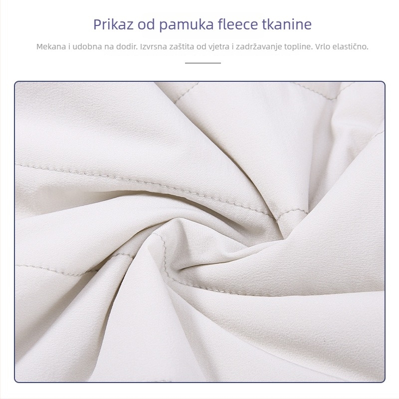 Ženski golfski prsluk s pamučnim punjenjem za toplinu, tkanina od pamukovog smjese, stojeći ovratnik, prilagođeno golfu