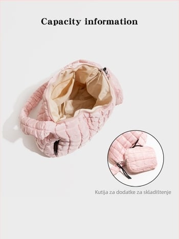 CKKUI Pleated Cloud torba — najlon, crossbody s jednim remenom, horizontalni kvadratni oblik, zatvarač, unutarnja džep sa zatvaračem