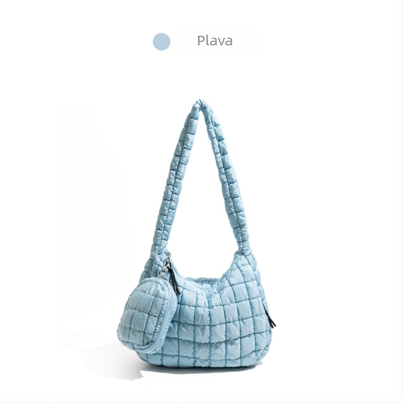 CKKUI Pleated Cloud torba — najlon, crossbody s jednim remenom, horizontalni kvadratni oblik, zatvarač, unutarnja džep sa zatvaračem