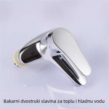 Bakrena dvodijelna miješalica za umivaonik, montaža na ploču, toplu/hladnu vodu, keramički mjenjač, 0-90°C, 0,8 MPa