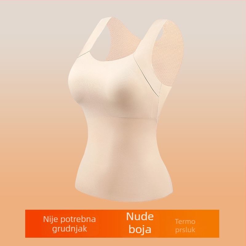 Ženski dugi termo top s fiksnim košaricama, kvadratni izrez, fleece podstava, od najlona