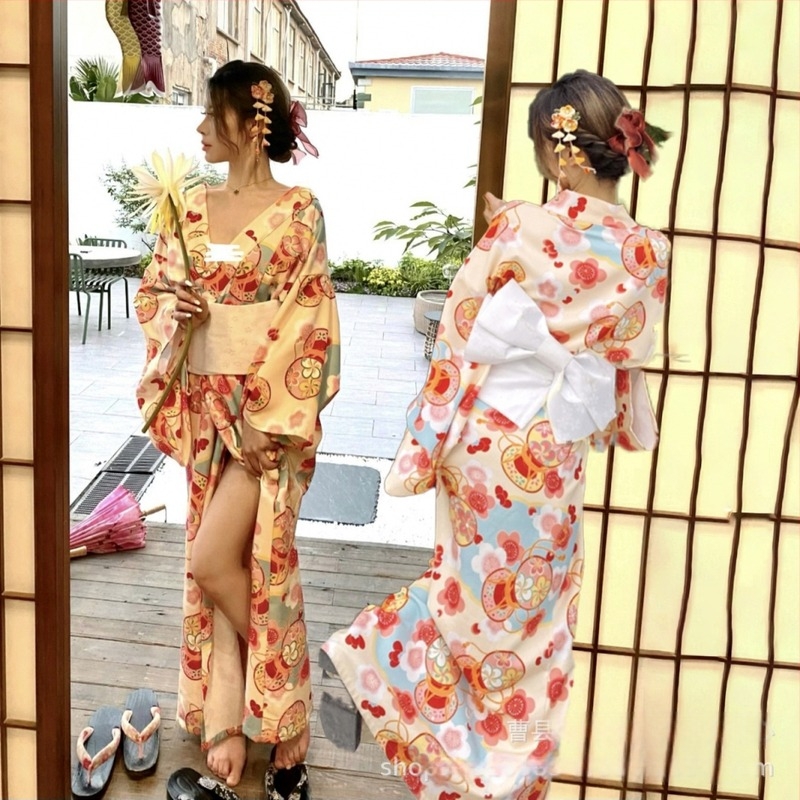 Kimono-stil žensko formalno odijevanje za fotografiju, tradicionalno japansko nadahnuće, proljeće 2023; tkanina: visoko kvalitetna dvostruka konoplja; poliester 95%+