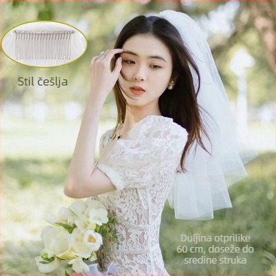 Vjenčana dvostruko složena ukosnica, mrežasti materijal, jednostavan stil, porijeklo Suzhou