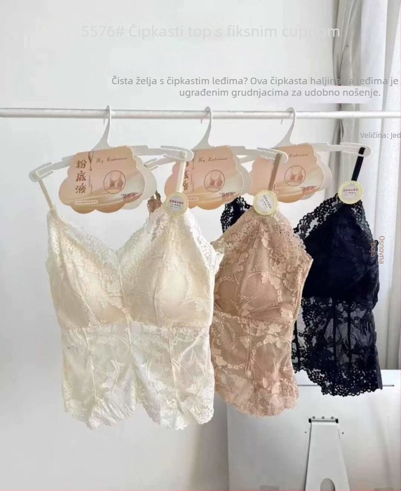 Bustier top s čipkastim rubom, halter s niskim leđima, fiksne šalice, cvjetni print, najlon/poliamid