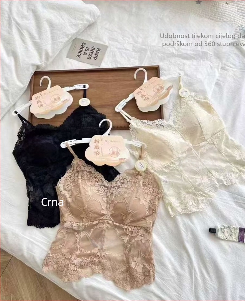 Bustier top s čipkastim rubom, halter s niskim leđima, fiksne šalice, cvjetni print, najlon/poliamid