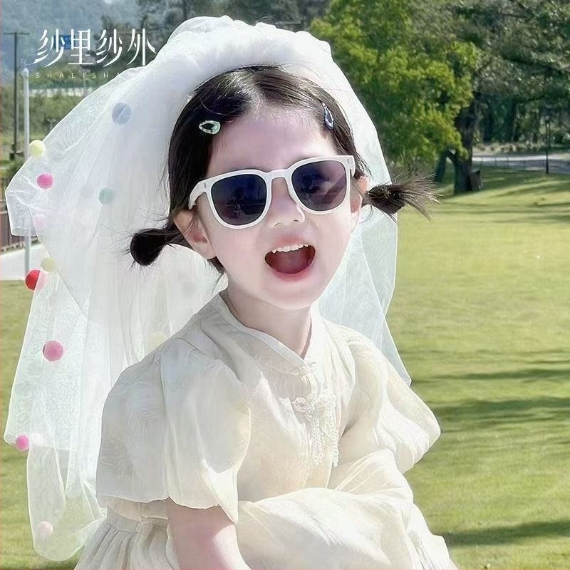 Dodaci za glavu s dvostrukim slojem vela i pahuljastim kuglicama, rekvizit za fotografiranje, u korejskom princeskom stilu, sanjiv izgled, pogodan kao dar za vjenčanje ili rođendan