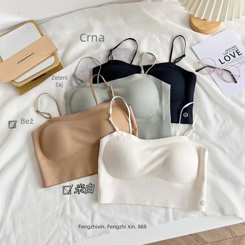 Najlon bustier bandeau s bezšivim leđima, košarica 3/4, srednje oblikovana košarica, duljina preko prsnog koša