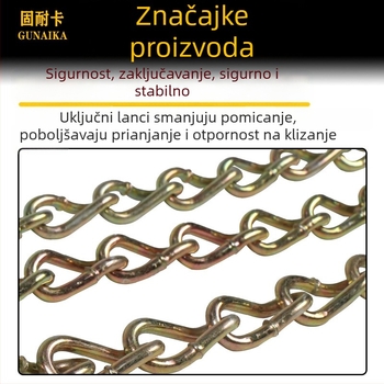 Univerzalni lanac za anti-sklizavanje guma, željezna konstrukcija, univerzalni tip vozila, pogodan za gume 165-285, Model: Universal Emergency Anti-Slip Chain, Težina 7,5 kg