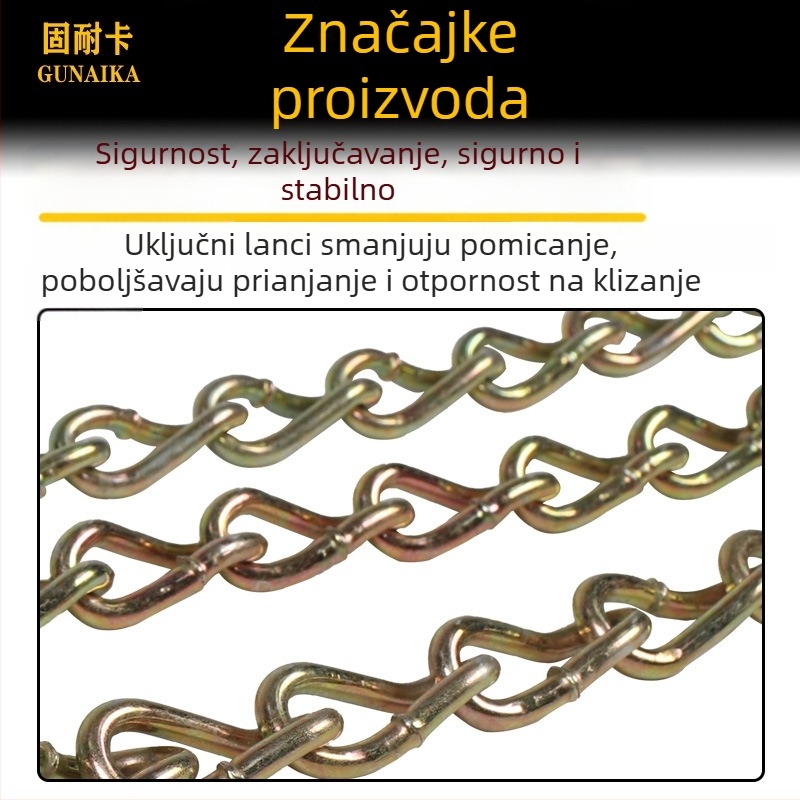Univerzalni lanac za anti-sklizavanje guma, željezna konstrukcija, univerzalni tip vozila, pogodan za gume 165-285, Model: Universal Emergency Anti-Slip Chain, Težina 7,5 kg