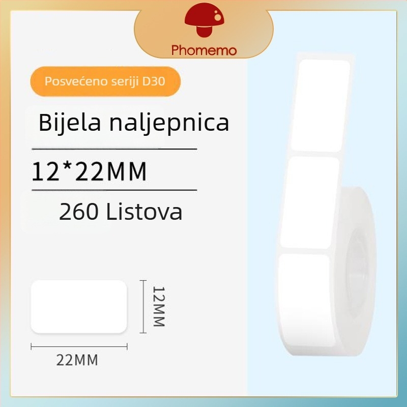 Phomemo D30 pisač etiketa - prozirni termalni papir za etikete, samoljepljive naljepnice za imena, 3 role