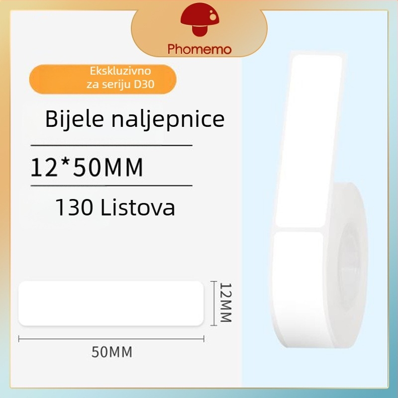 Phomemo D30 pisač etiketa - prozirni termalni papir za etikete, samoljepljive naljepnice za imena, 3 role