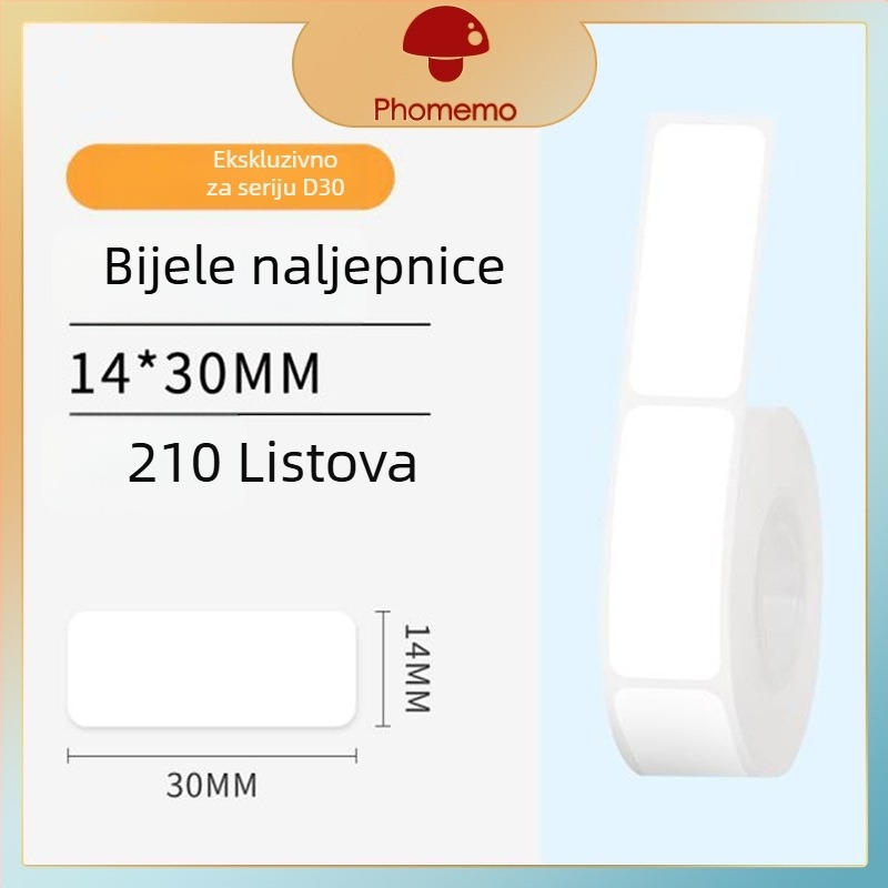 Phomemo D30 pisač etiketa - prozirni termalni papir za etikete, samoljepljive naljepnice za imena, 3 role