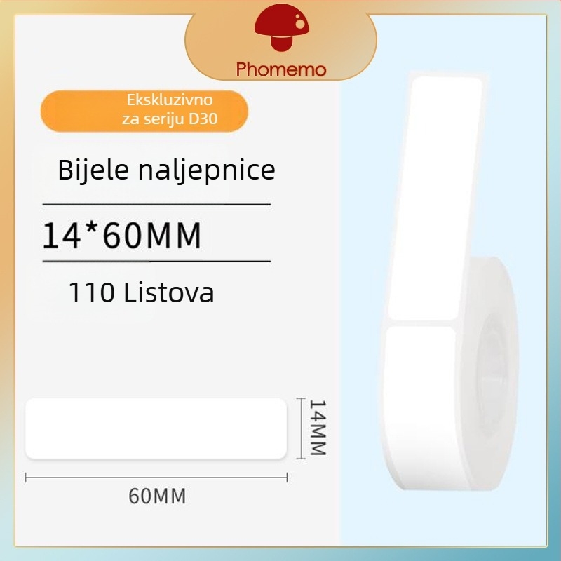 Phomemo D30 pisač etiketa - prozirni termalni papir za etikete, samoljepljive naljepnice za imena, 3 role