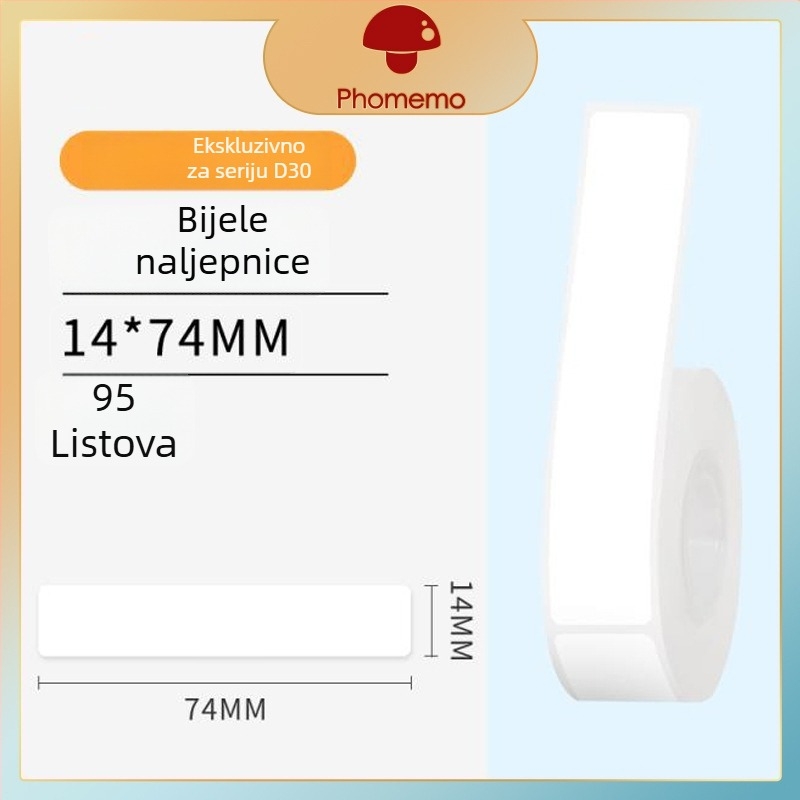 Phomemo D30 pisač etiketa - prozirni termalni papir za etikete, samoljepljive naljepnice za imena, 3 role
